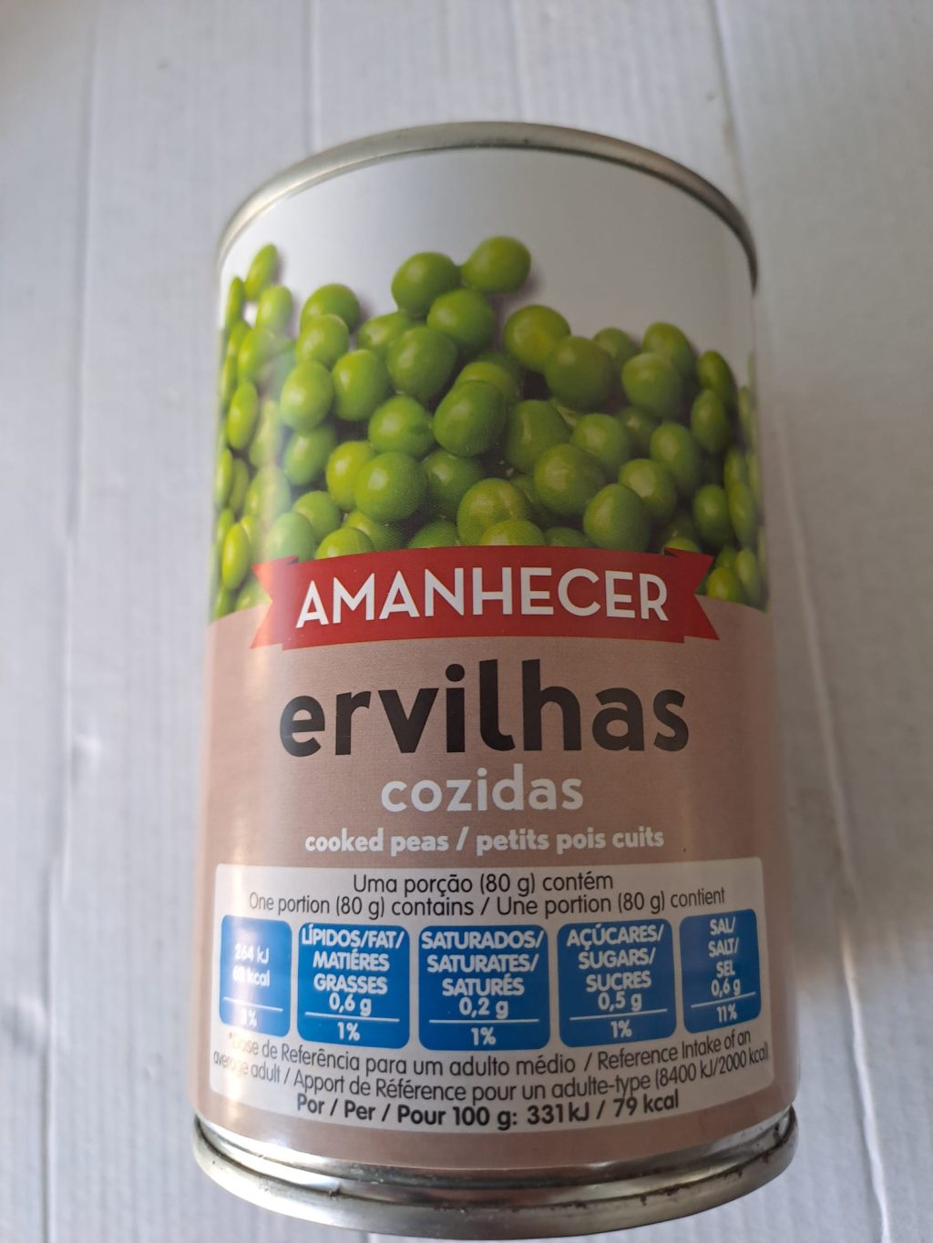 Ervilhas cozidas Amanhecer 420g