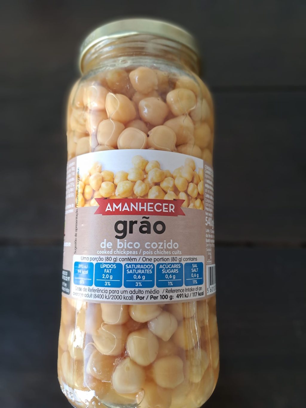 Grão de bico cozido Amanhecer 540g
